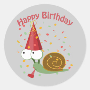 Sticker Rond Joyeux anniversaire ! Escargot Confetti