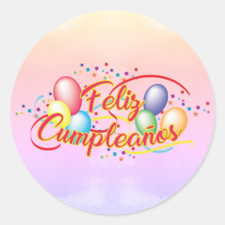 Sticker Rond Joyeux anniversaire | Feliz Cumpleaños