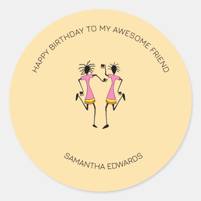 Sticker Rond Joyeux Anniversaire, Fête des fêtes (Devant)