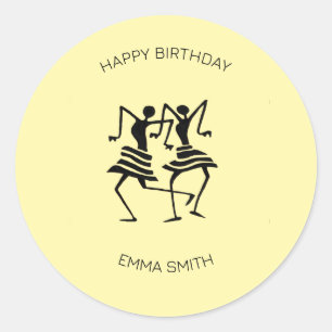 Sticker Rond Joyeux anniversaire, Fête fantastique Danse