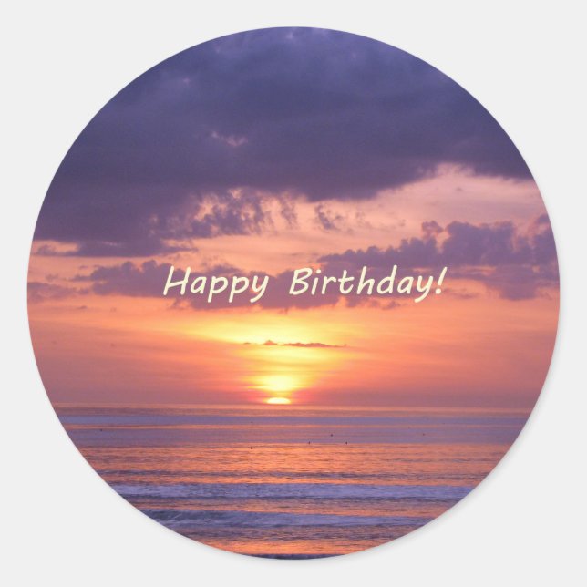 Sticker Rond Joyeux anniversaire Florida Beach Sunset (Devant)