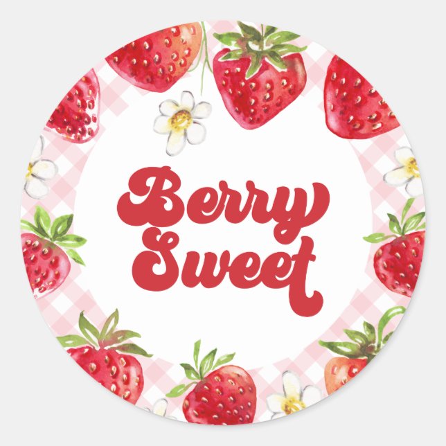 Sticker Rond Joyeux Anniversaire Fraise Sucré (Devant)