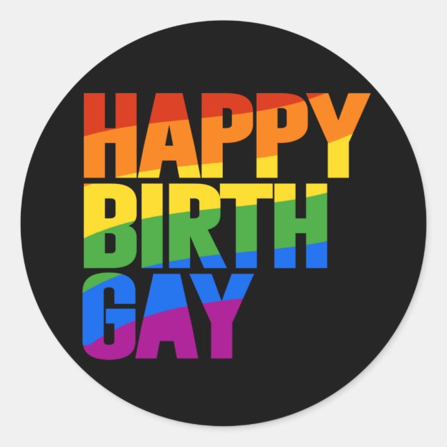 Sticker Rond Joyeux anniversaire gay (Devant)