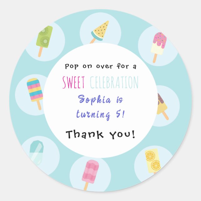 Sticker Rond Joyeux Anniversaire Glace Sucrée (Devant)