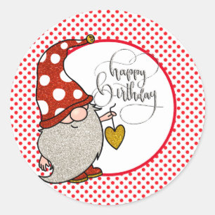 Sticker Rond Joyeux Anniversaire Gnome 