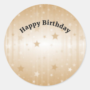 Sticker Rond Joyeux Anniversaire Golden Stars