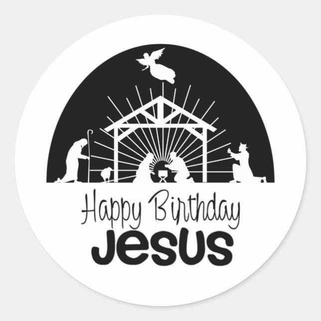 Sticker Rond Joyeux anniversaire Jésus (Devant)