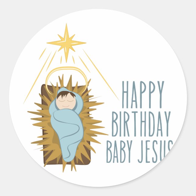 Sticker Rond Joyeux anniversaire Jésus (Devant)