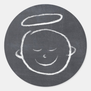 Sticker Rond Joyeux Anniversaire Jésus - Ange de Tableau Noir d