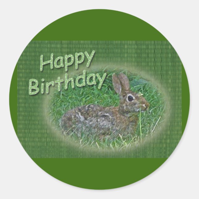 Sticker Rond Joyeux Anniversaire Lapin Lapin Articles de coordi (Devant)