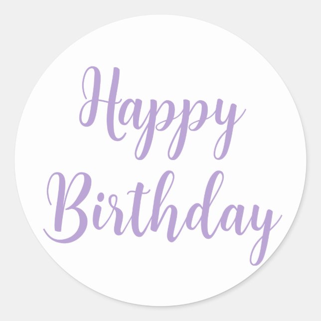 Sticker Rond Joyeux Anniversaire Lavande Purple Couleur personn (Devant)