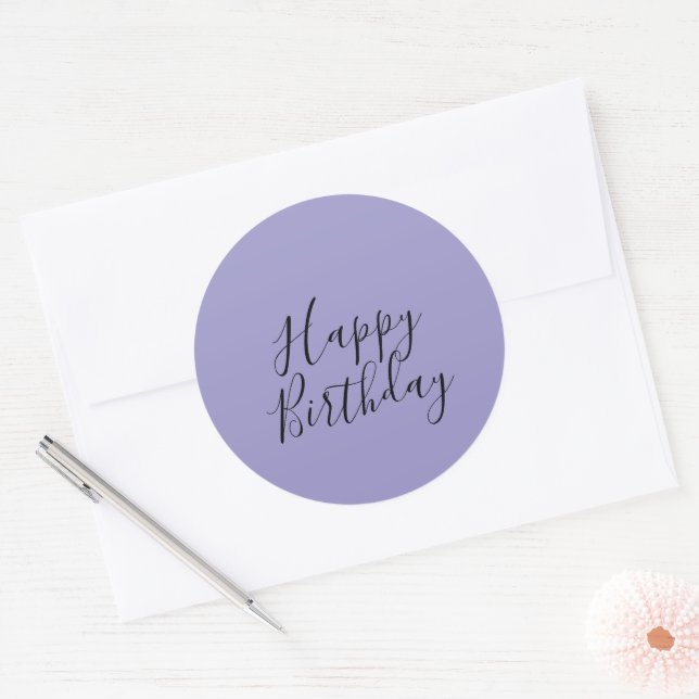 Sticker Rond Joyeux Anniversaire Lavande Purple Couleur Personn (Enveloppe)