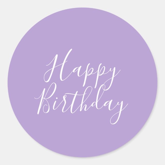 Sticker Rond Joyeux Anniversaire Lavande Purple Couleur Personn (Devant)