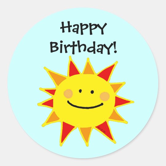 Sticker Rond Joyeux Anniversaire Le Soleil Zazzle Fr