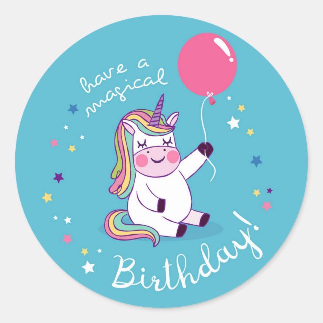 Sticker Rond Joyeux anniversaire magique (Devant)