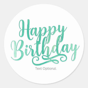 Sticker Rond JOYEUX ANNIVERSAIRE Minty Green & White Personnali