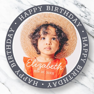 Sticker Rond Joyeux Anniversaire Moderne Prépa Photo Personnali