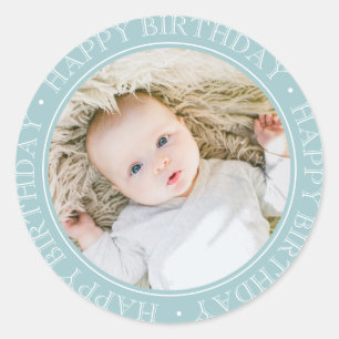 Sticker Rond Joyeux Anniversaire Moderne Simple Élégant Photo p