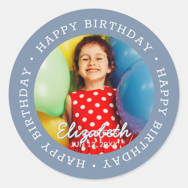 Sticker Rond Joyeux Anniversaire Moderne Simple Préparatoire Am (Devant)