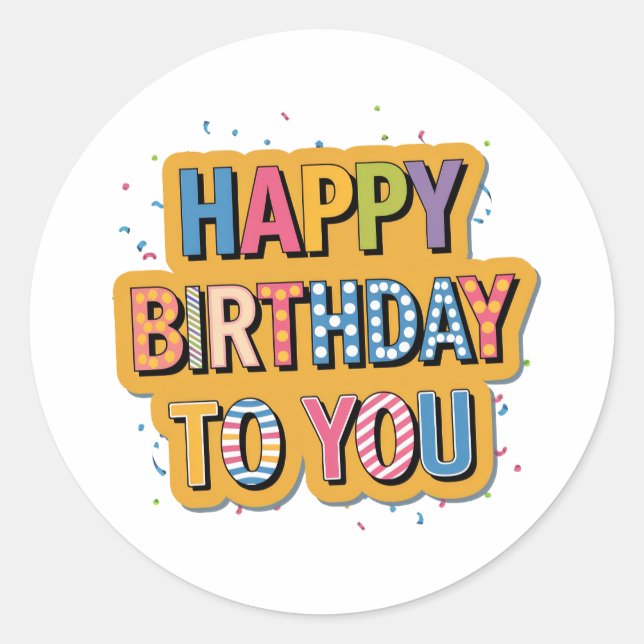 Sticker Rond Joyeux Anniversaire Motif (Devant)