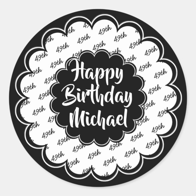 Sticker Rond Joyeux anniversaire N'importe quel âge Numéro Moti (Devant)