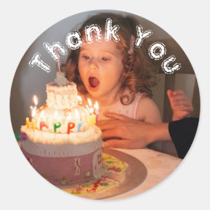 Sticker Rond Joyeux Anniversaire Nom Et Merci Photo