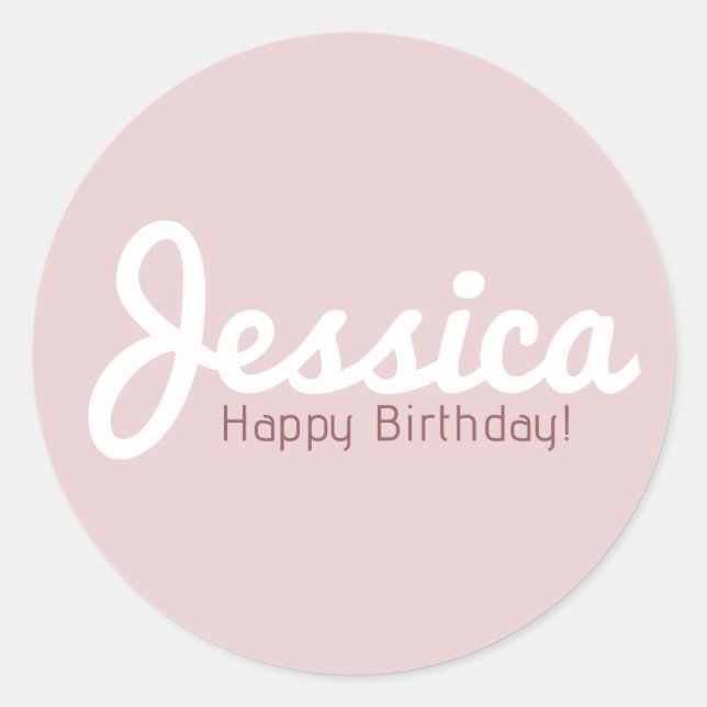 Sticker Rond Joyeux anniversaire, Nom personnalisable | Or Rose (Devant)