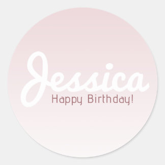 Sticker Rond Joyeux anniversaire, Nom personnalisable | Rose Om