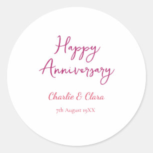 Sticker Rond Joyeux anniversaire nom rose gras nom date si