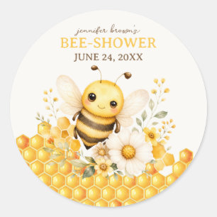 Sticker Rond Joyeux anniversaire ou baby shower Abeille à miel