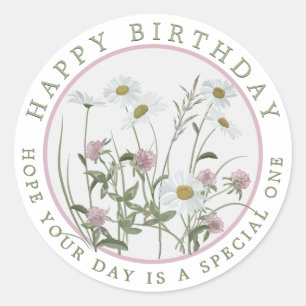 Sticker Rond Joyeux Anniversaire ou toute occasion Plutôt rose