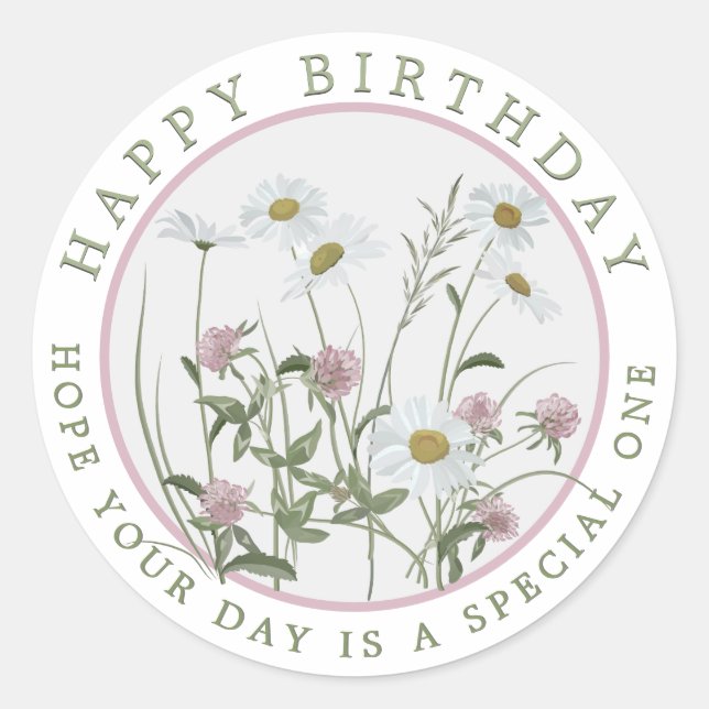 Sticker Rond Joyeux Anniversaire ou toute occasion Plutôt rose  (Devant)