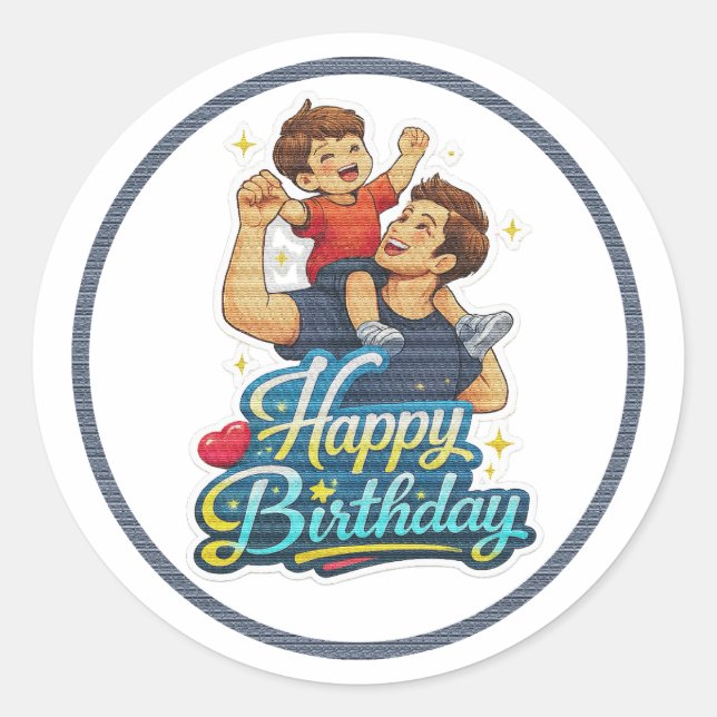 Sticker Rond Joyeux Anniversaire Papa et Fils (Devant)