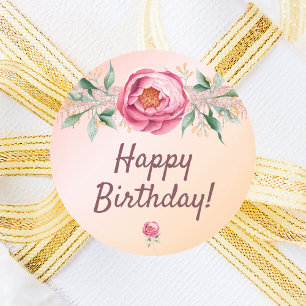 Sticker Rond Joyeux anniversaire parties scintillant rose rose