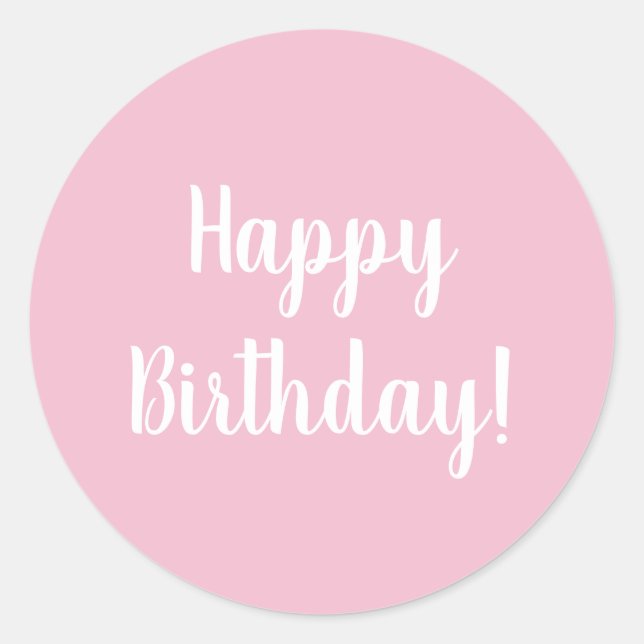 Sticker Rond Joyeux Anniversaire Pastel Rose Typographie blanch (Devant)