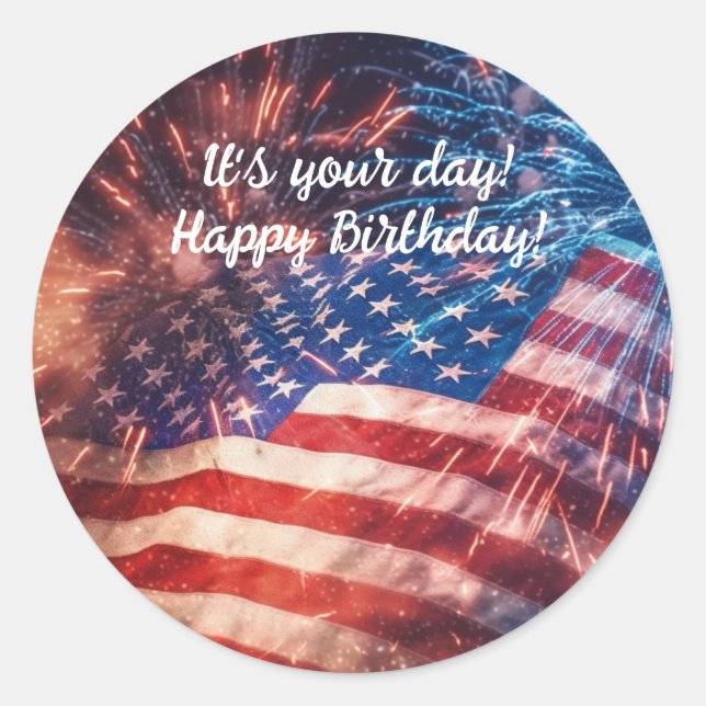 Sticker Rond Joyeux anniversaire patriotique (Devant)