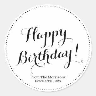 Sticker Rond Joyeux Anniversaire personnalisé nom de script fro