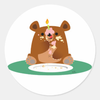 Sticker Rond Joyeux anniversaire, petit ours ! !