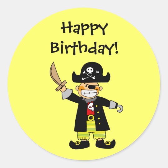 Sticker Rond Joyeux Anniversaire Pirate Zazzle Fr