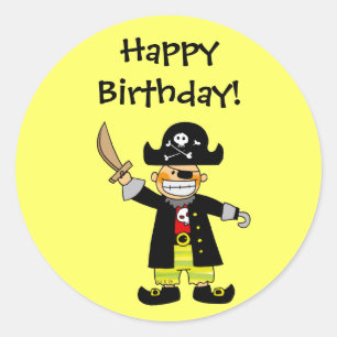 Sticker Rond Joyeux anniversaire ! (pirate)