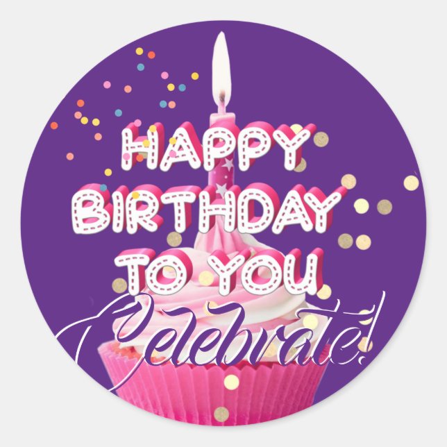 Sticker Rond Joyeux anniversaire pour vous (Devant)