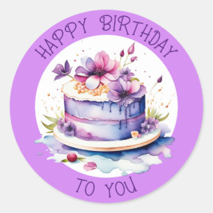 Sticker Rond Joyeux Anniversaire Pour Vous Joli gâteau Whimsi