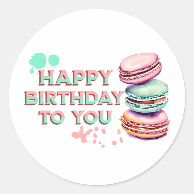 Sticker Rond Joyeux Anniversaire Pour Vous | Macaron (Devant)