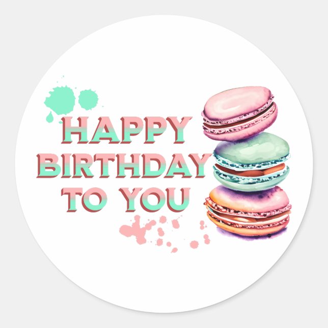 Sticker Rond Joyeux Anniversaire Pour Vous | Macaron (Devant)