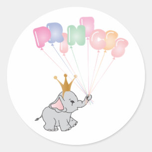 Sticker Rond Joyeux anniversaire Princesse Images bébé éléphant