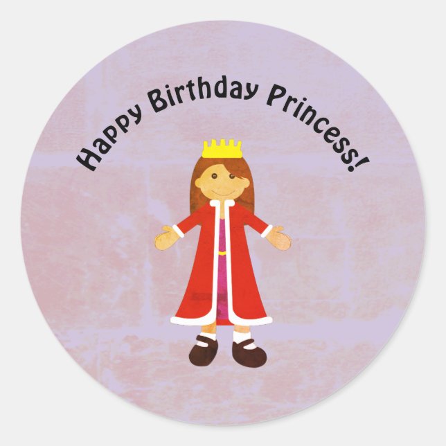 Sticker Rond Joyeux anniversaire princesse mignonne princesse d (Devant)