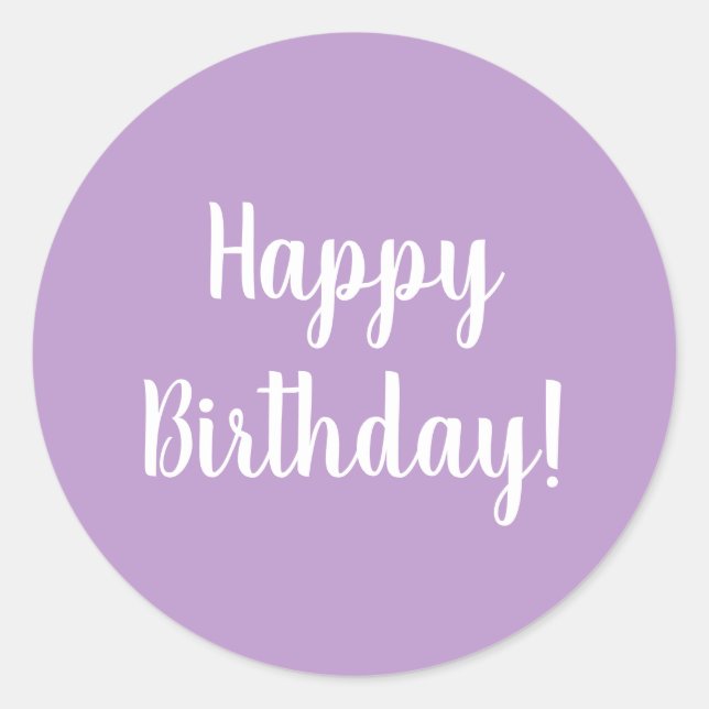 Sticker Rond Joyeux anniversaire Purple Lilac Typographie (Devant)