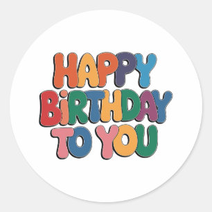 Sticker Rond Joyeux anniversaire rétro
