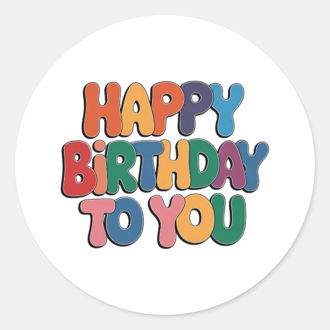Sticker Rond Joyeux anniversaire rétro (Devant)