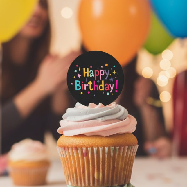 Sticker Rond Joyeux anniversaire (Retro) (Happy Birthday (Retro) Classic Round Sticker)